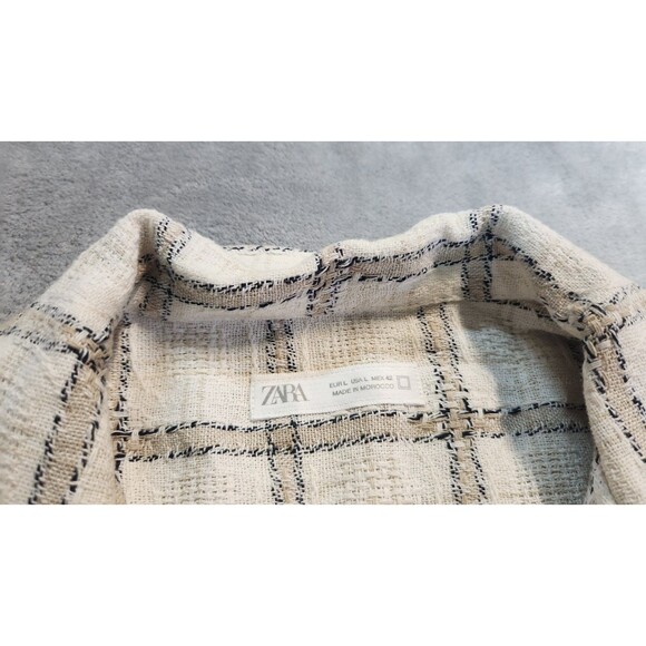 Zara Men's Large Beige Textured Check Shirt NWT - Picture 3 of 8